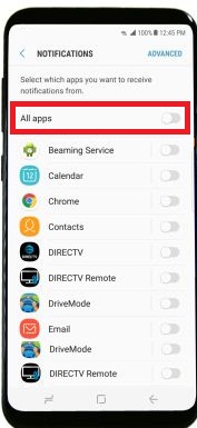 Disable app notifications on galaxy S8