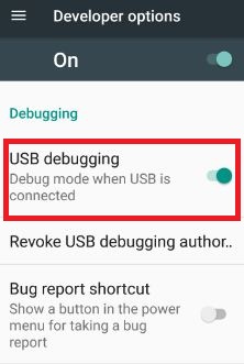 Enable USB debugging on Samsung galaxy S8