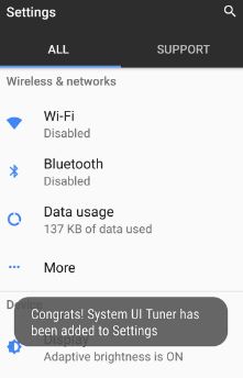 Enable hidden system UI tuner on android O