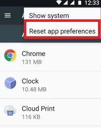 Reset app preference to fix error 481 in play store