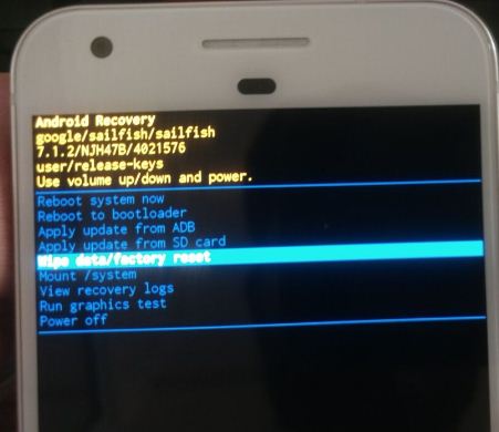 Wipe cache partition on Google pixel and pixel XL