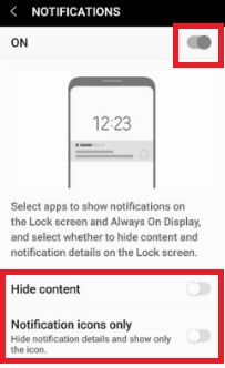 hide lock screen notifications galaxy S8 phone