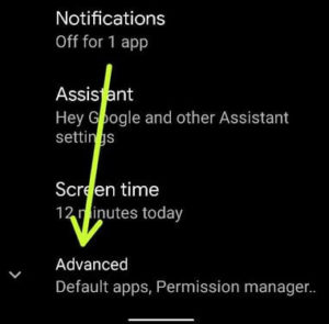 Advanced settings for change default apps Google Pixel