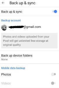 Backup & Sync photos and videos pixel phone