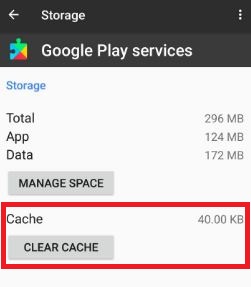 Clear cache of Google Play services in android phone nougat