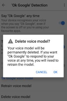 Delete Voice model on Pixel and Pixel XL phone