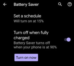 Enable Battery Saver on Google Pixel Running Android 10