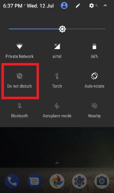 Enable Do not disturb from notification bar in android O