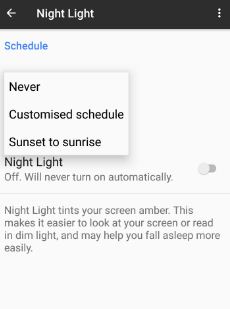 Enable Night Light mode on Google pixel and pixel XL