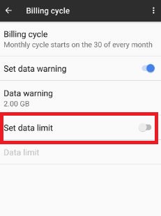 Enable mobile data limit on Google pixel phone