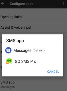 Set default messaging apps on Pixel XL phone