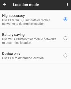 Set location mode as high accuracy on Google pixel
