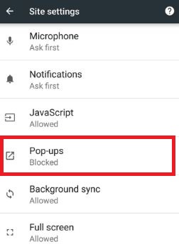 Stop pop up ads on android phone 7.1.2