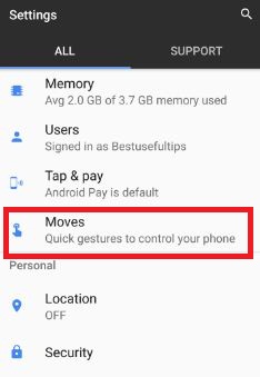 Tap moves to use gestures on Google pixel & pixel XL