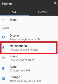 Tap notificatins under settings gear icon in pixel