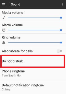Tap on Do not disturb under sound in pixel device