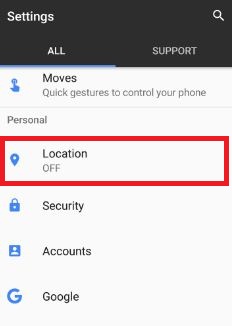 Tap on location under personal section in your pixel device