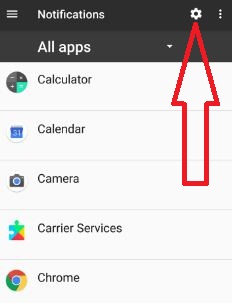Tap on settings under notifications in pixel phone