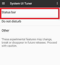 Tap on status bar under system UI tuner in pixel