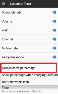 enable battery percentage Google Pixel phone