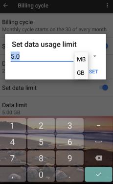 set mobile data limit on pixel XL phone