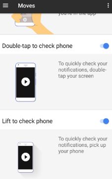 use moves gestures on Google pixel and pixel XL