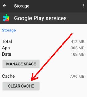 Clear cache of Google play services in Pixel device