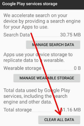 Clear data of Google Play services in Pixel device
