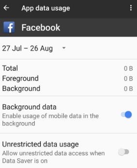 Disable facebook app background data in android