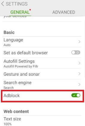 Enable adblock on Dolphin browser in android phone