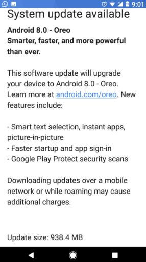 Google Pixel getting OTA update android 8.0 Oreo