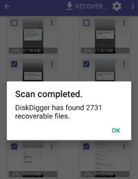 Scan recover files on android phone