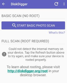 Start basic photo scan to restore photos on android device