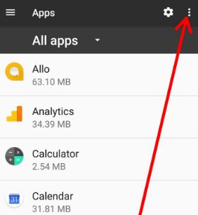 Tap more in apps to reset all app on pixel