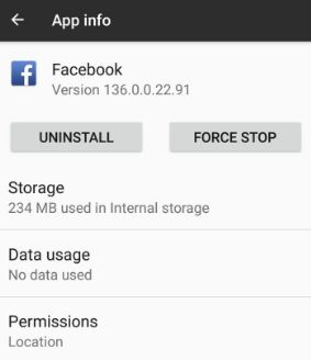 Tap on data usage in facebook app
