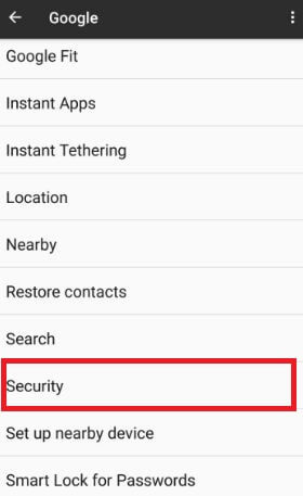 Tap on security to open Google Play protect in android phone