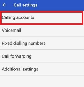 Touch calling accounts under call settings in pixel XL