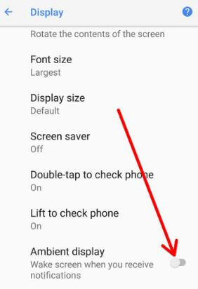 Turn off ambient display on android 8.0 Oreo