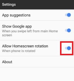 enable home screen rotation on Pixel XL phone