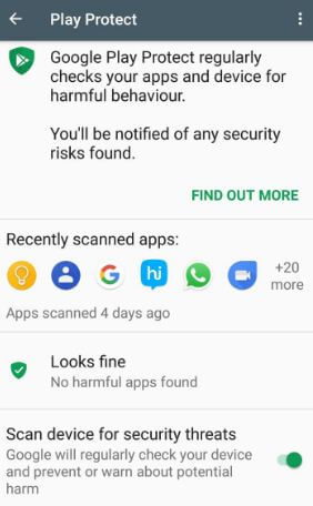 fix can’t find Google Play protect on Google Pixel XL