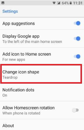Android 8.0 home screen settings
