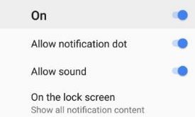 Android Oreo notifications settings