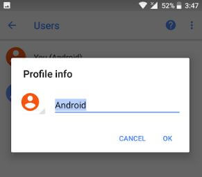Change user name on android 8.0 Oreo