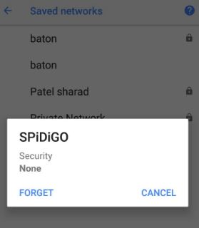 Delete Wi-Fi network on Android 8.0 Oreo