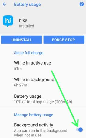 How to disable app background activity on android Oreo 