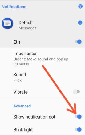 Disable notification dots on message app in Oreo