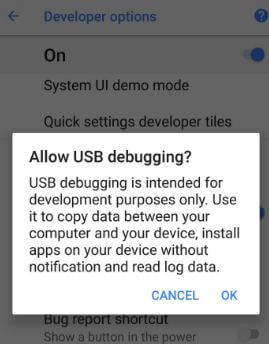 Enable USB debugging on android Oreo 8.0
