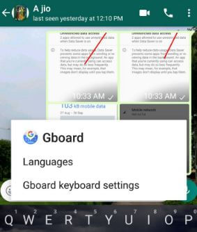 Gboard keyboard settings in OReo