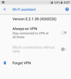 Google Pixel Wi-Fi settings in android 8.0 Oreo