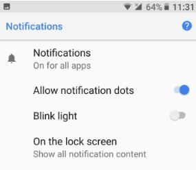 Notification dots settings in android Oreo home screen